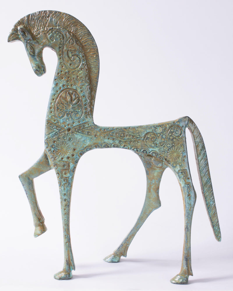 Statuette Cheval grec - bronze vert