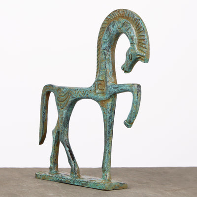 Statue de cheval grec - bronze vert