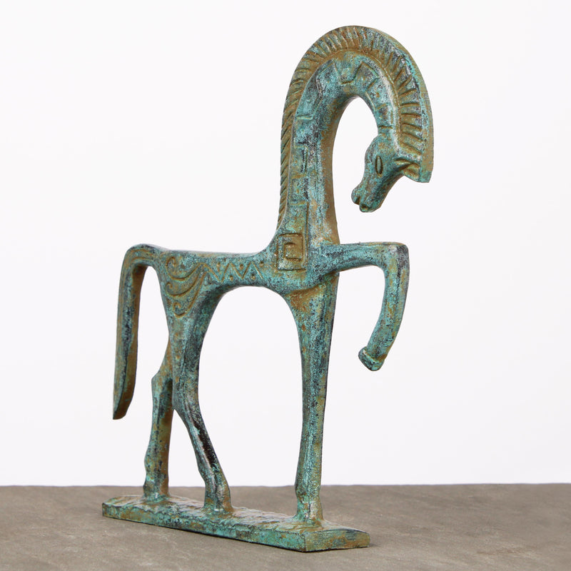 Statue de cheval grec - bronze vert