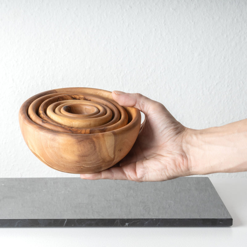 Set de Bols en Bois d’Olivier Fait Main (6 Pièces)