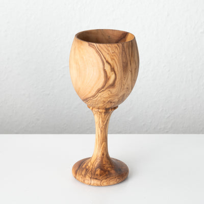 Set de Verres à Vin en Bois d’Olivier Fait Main (4 Pièces)