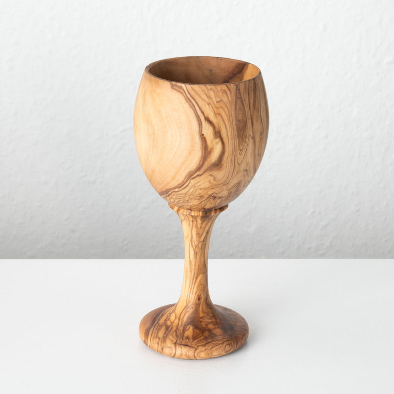 Set de Verres à Vin en Bois d’Olivier Fait Main (4 Pièces)
