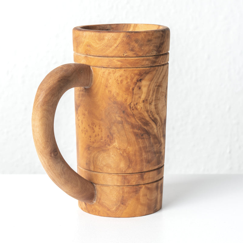 Set de Chopes à Bière en Bois d’Olivier Fait Main (2 Pièces)