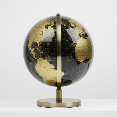 Globe terrestre en bronze et noir