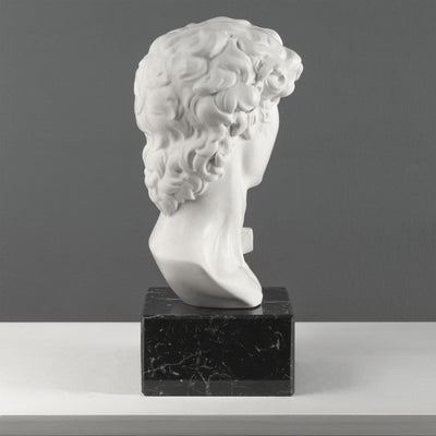 Buste de David par Michel-Ange sur Socle en Marbre Noir (Grand Modèle)