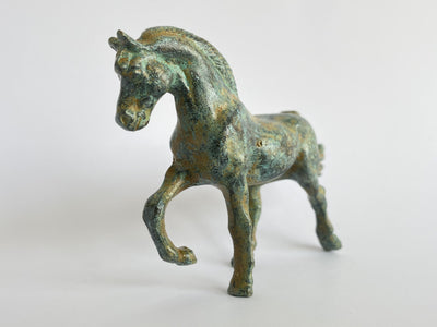 Statuette Cheval - bronze vert