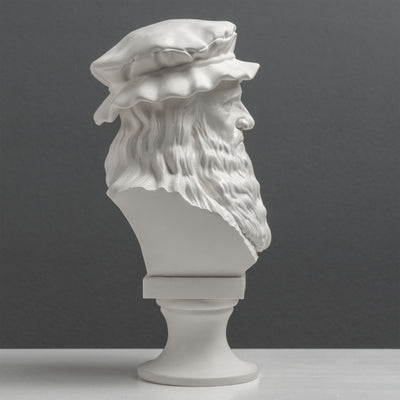 Buste de Léonard de Vinci – Maître de la Renaissance (Statue Blanche)