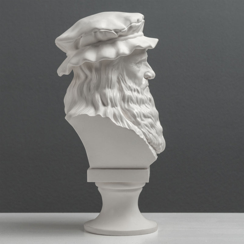 Buste de Léonard de Vinci – Maître de la Renaissance (Statue Blanche)