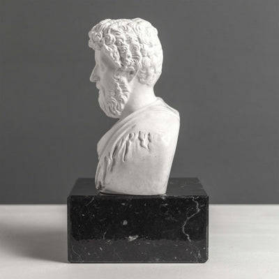 Buste de Marc Aurèle Serre-Livres sur Socle en Marbre Noir