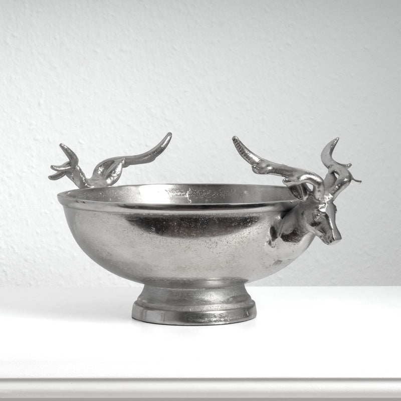 Coupe Centre de Table Argentée avec Poignées Têtes de Cerf