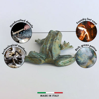 Statue Grenouille - bronze vert