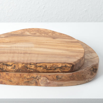 Set de Planches à Découper avec Poignée – Forme Irrégulière – Bois d’Olivier Fait Main (2 Pièces)