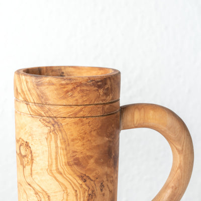 Set de Chopes à Bière en Bois d’Olivier Fait Main (2 Pièces)