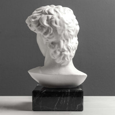Buste de David par Michel-Ange sur Socle en Marbre Noir (Petit Modèle)