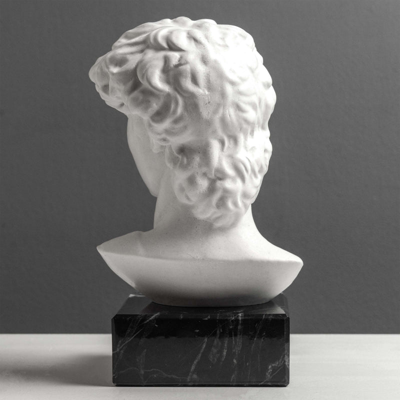 Buste de David par Michel-Ange sur Socle en Marbre Noir (Petit Modèle)