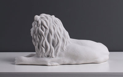 Statue de lion couché - sculpture en marbre