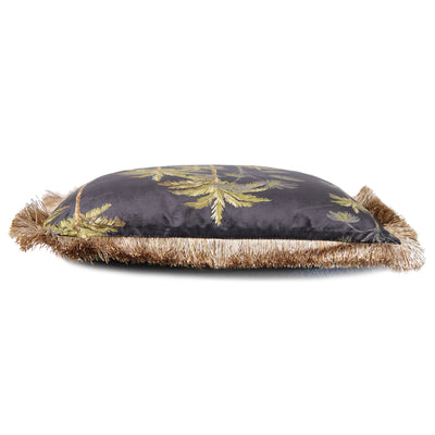 Palm Tree Velvet Cushion Black
