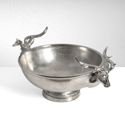 Coupe Centre de Table Argentée avec Poignées Têtes de Cerf