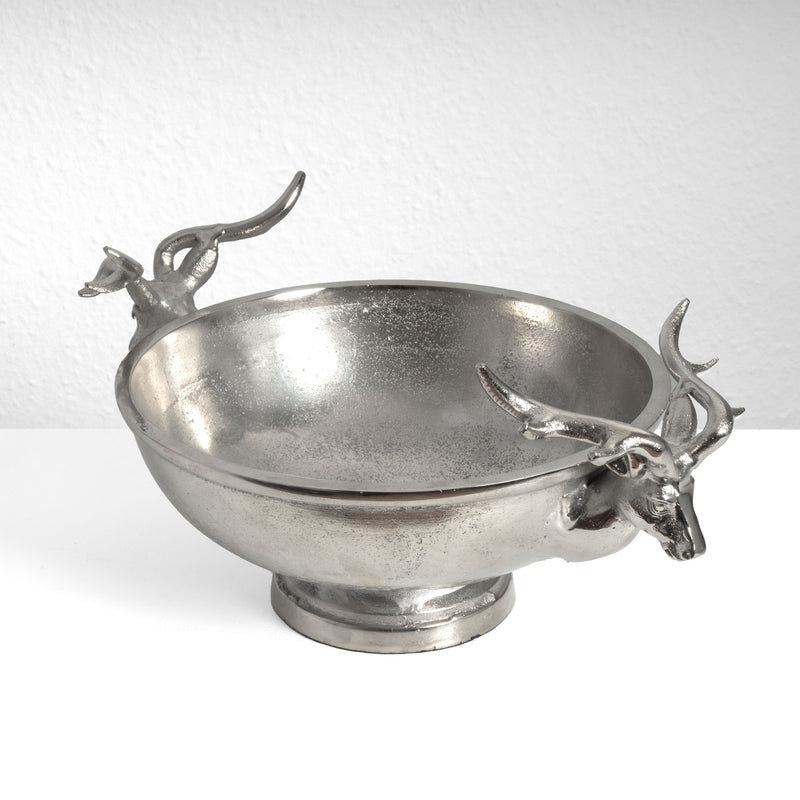 Coupe Centre de Table Argentée avec Poignées Têtes de Cerf