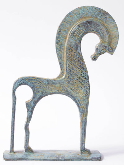 Statuette de cheval grec - bronze vert