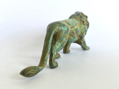 Statuette Lion - bronze vert