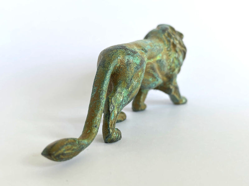 Statuette Lion - bronze vert