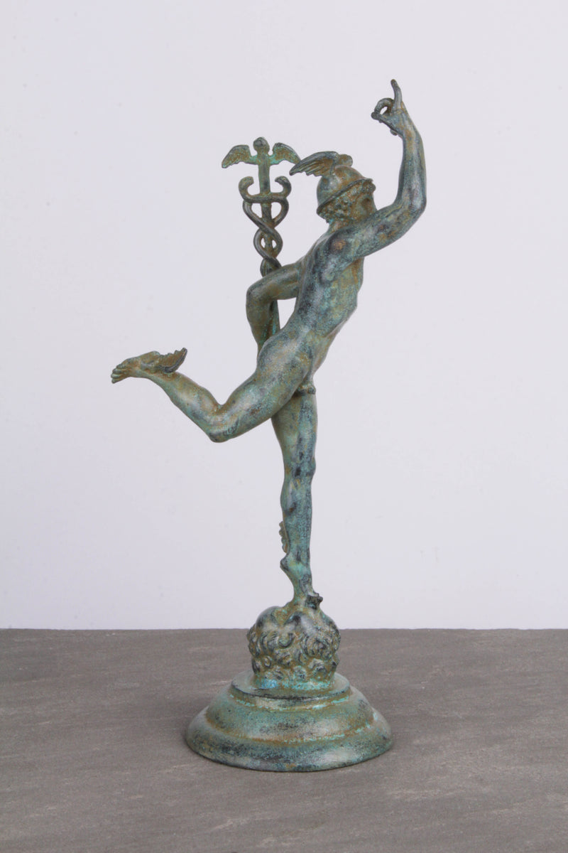 Statuette Mercure par Jean Bologne - bronze vert