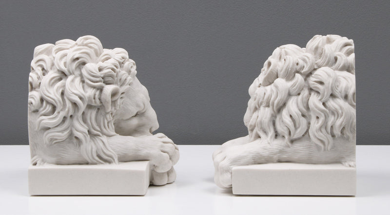 Les Lions de Canova - deux serre-livres (petite taille) - sculpture en marbre