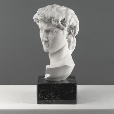 Buste de David par Michel-Ange sur Socle en Marbre Noir (Grand Modèle)