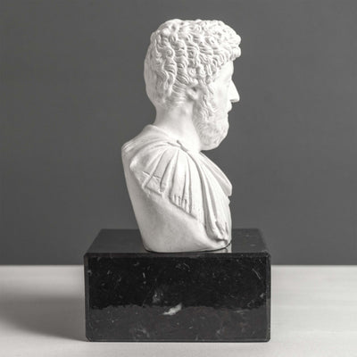 Buste de Marc Aurèle Serre-Livres sur Socle en Marbre Noir