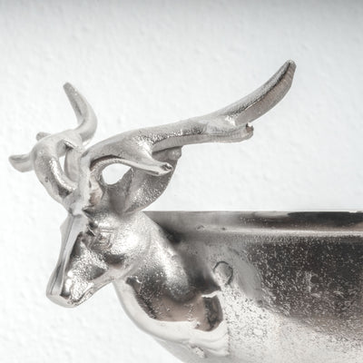 Coupe Centre de Table Argentée avec Poignées Têtes de Cerf