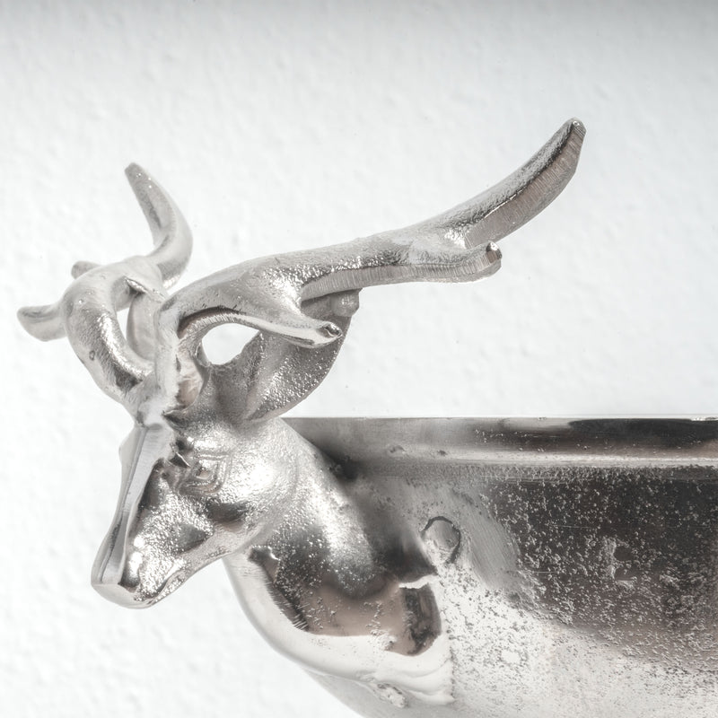 Coupe Centre de Table Argentée avec Poignées Têtes de Cerf