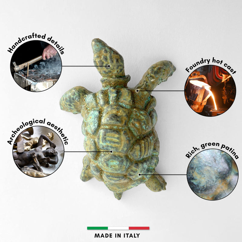 Statue Tortue - bronze vert