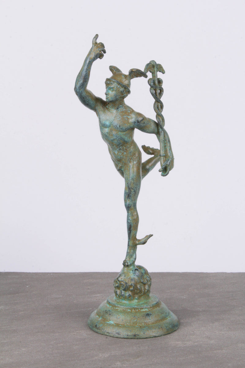 Statuette Mercure par Jean Bologne - bronze vert