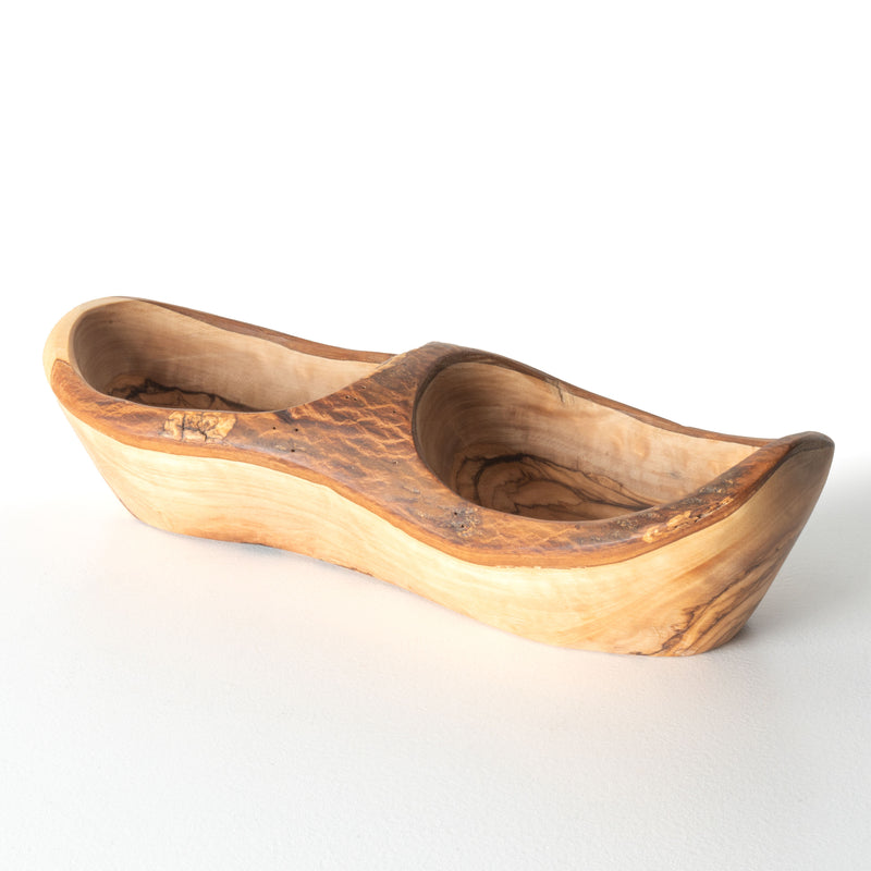 Assiette à 2 Compartiments en Bois d’Olivier Fait Main