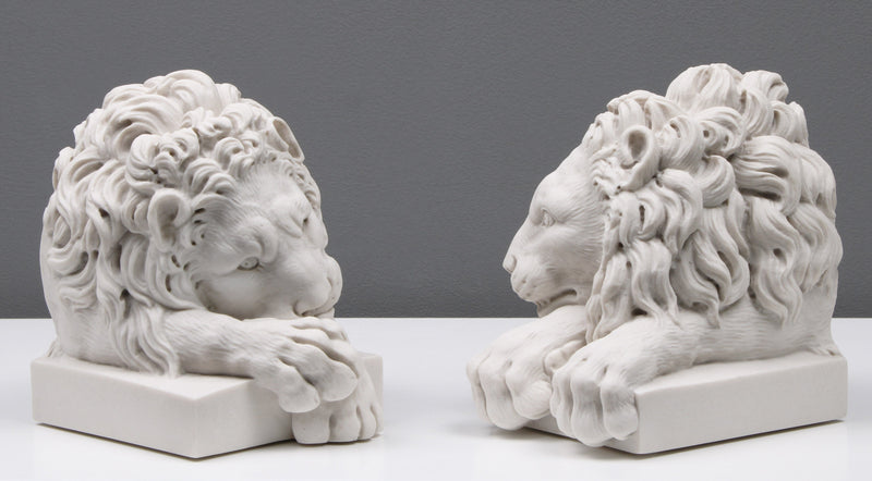 Les Lions de Canova - deux serre-livres (petite taille) - sculpture en marbre