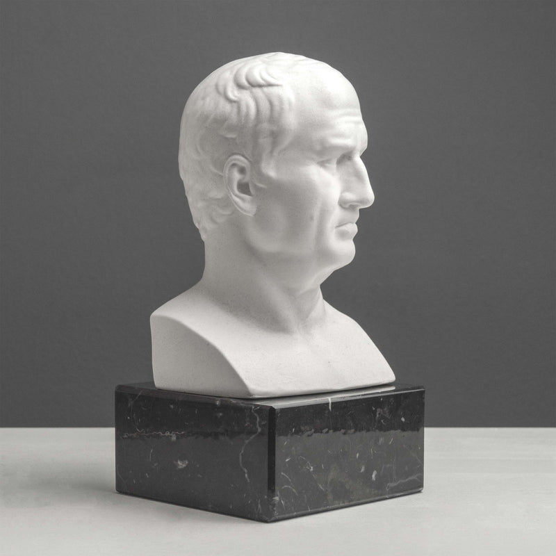 Buste de Cicéron Serre-Livres sur Socle en Marbre Noir