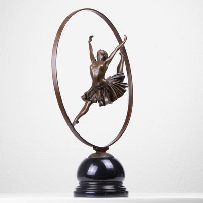 Statue Danseuse (Danseuse de l'Anneau - Sculpture en Bronze Coulé à Chaud)