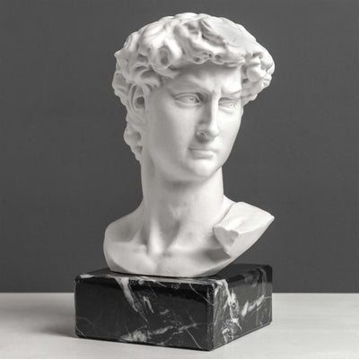 Buste de David par Michel-Ange sur Socle en Marbre Noir (Petit Modèle)