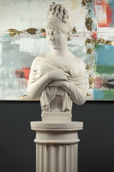 Colonne cannelée pour buste – Socle décoratif classique blanc