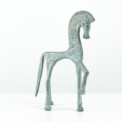 Statue de cheval grec (petite sculpture, bronze vert)