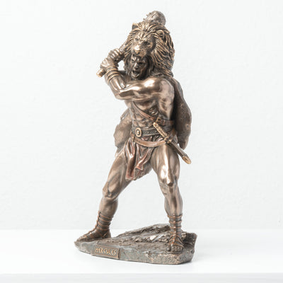 Hercule avec Peau du Lion de Némée et Massue – Statue en Bronze à Froid