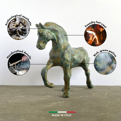 Statuette Cheval - bronze vert