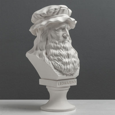 Buste de Léonard de Vinci – Maître de la Renaissance (Statue Blanche)