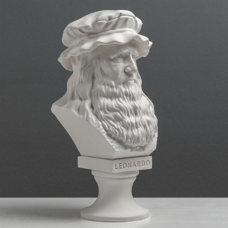 Buste de Léonard de Vinci – Maître de la Renaissance (Statue Blanche)