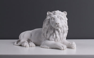 Statue de lion couché - sculpture en marbre