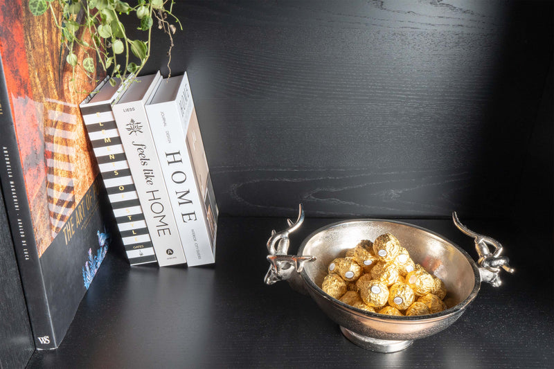 Coupe Centre de Table Argentée avec Poignées Têtes de Cerf