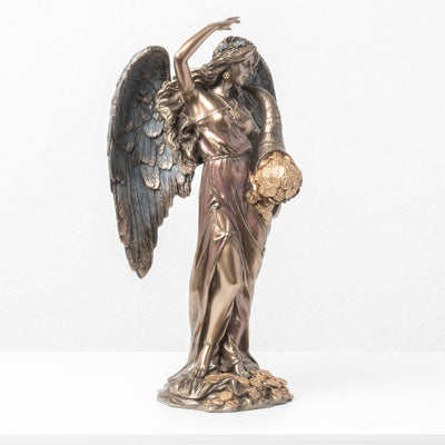 Fortuna Ailée avec Corne d’Abondance – Statue de la Déesse de la Fortune (Bronze à froid)