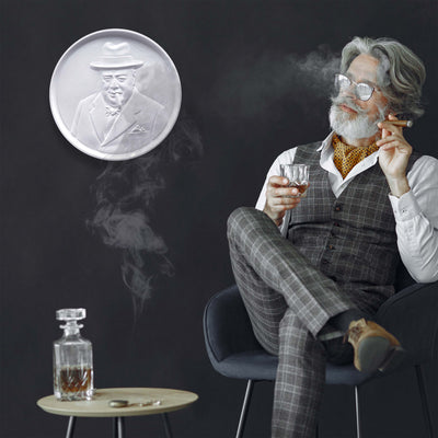 Winston Churchill avec Cigare – Bas-Relief du Bulldog Britannique de la Seconde Guerre mondiale