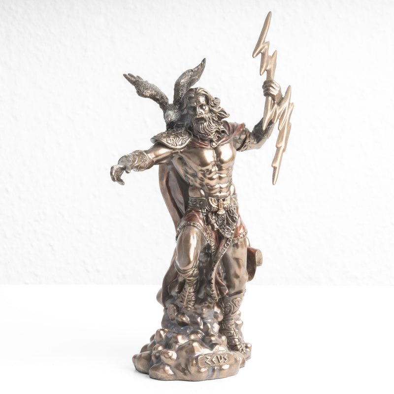 Statue du Dieu Grec Zeus – Roi de l’Olympe (Sculpture en Bronze à Froid)